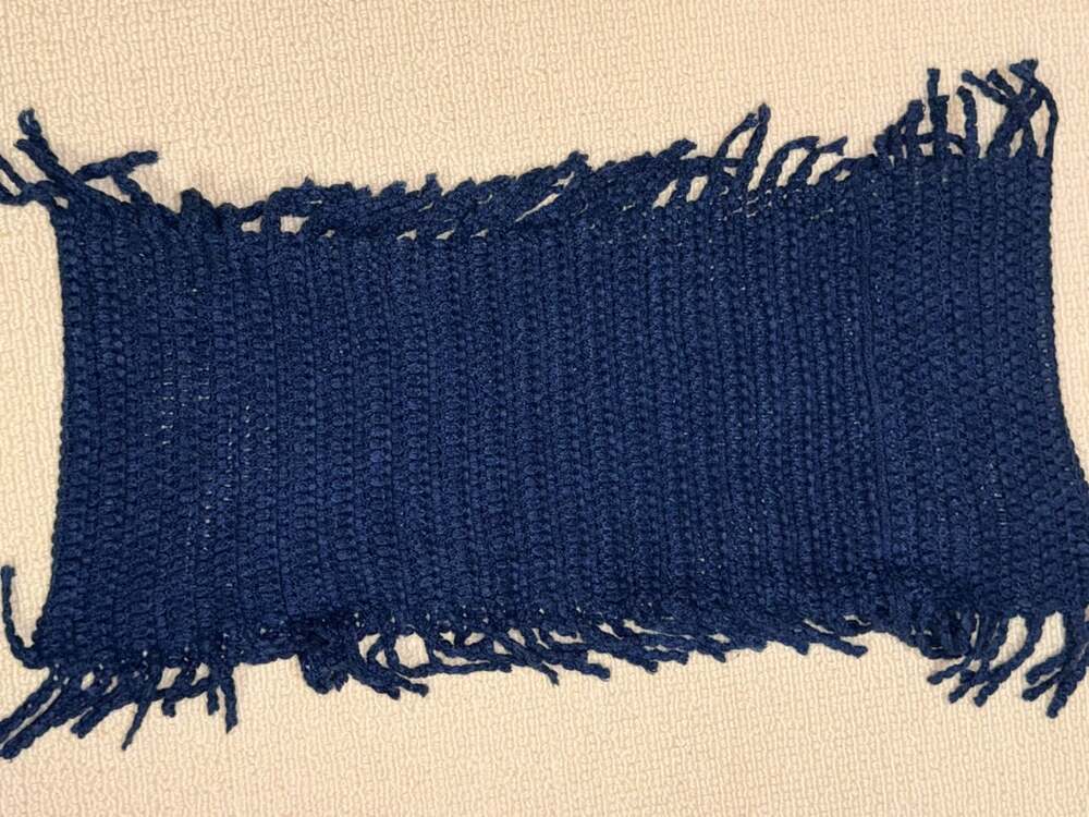 Handmade Crochet Scarf Navy Blue Fringe